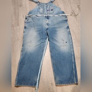 Vintage Big Smith Cargo Utility Blue Denim Overalls